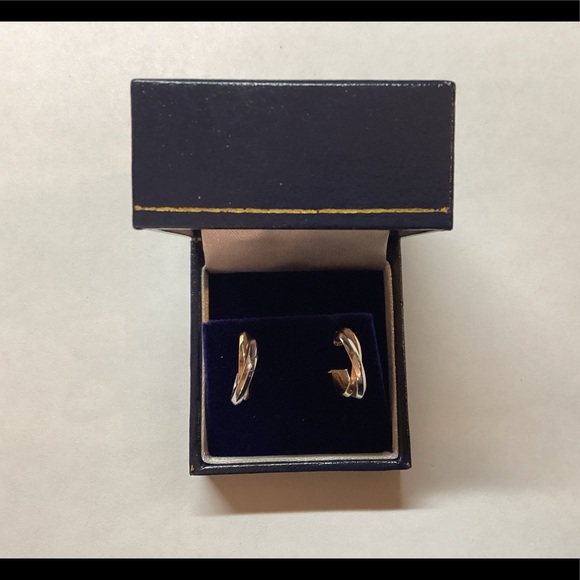 10K Yellow Gold and Silver Earrings - Picture 3 of 8